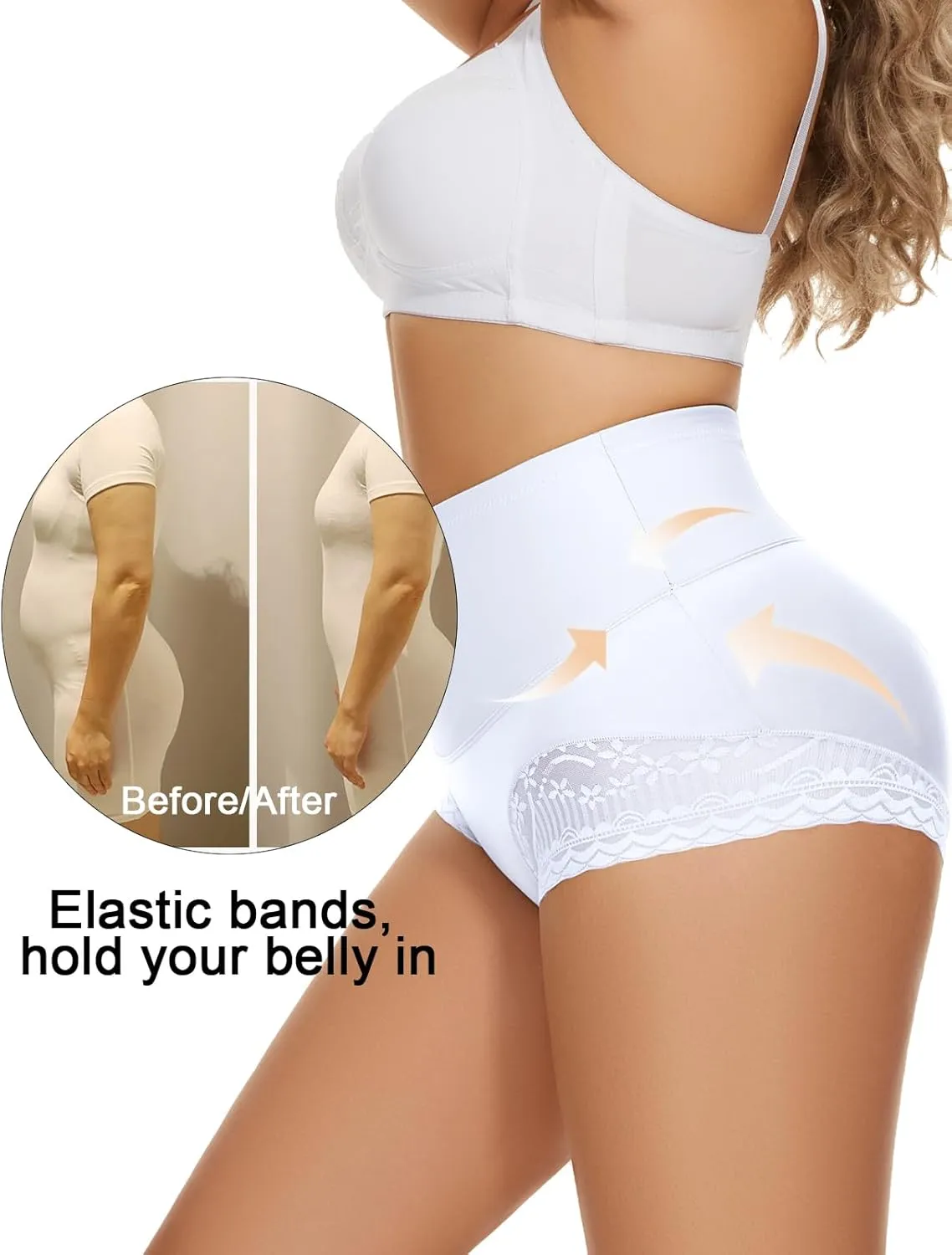 4 Packs Women's Tummy Control Underwear High Waisted Shapewear Panties Stretch Full Coverage Briefs