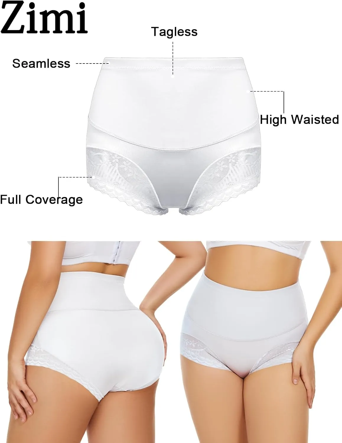 4 Packs Women's Tummy Control Underwear High Waisted Shapewear Panties Stretch Full Coverage Briefs