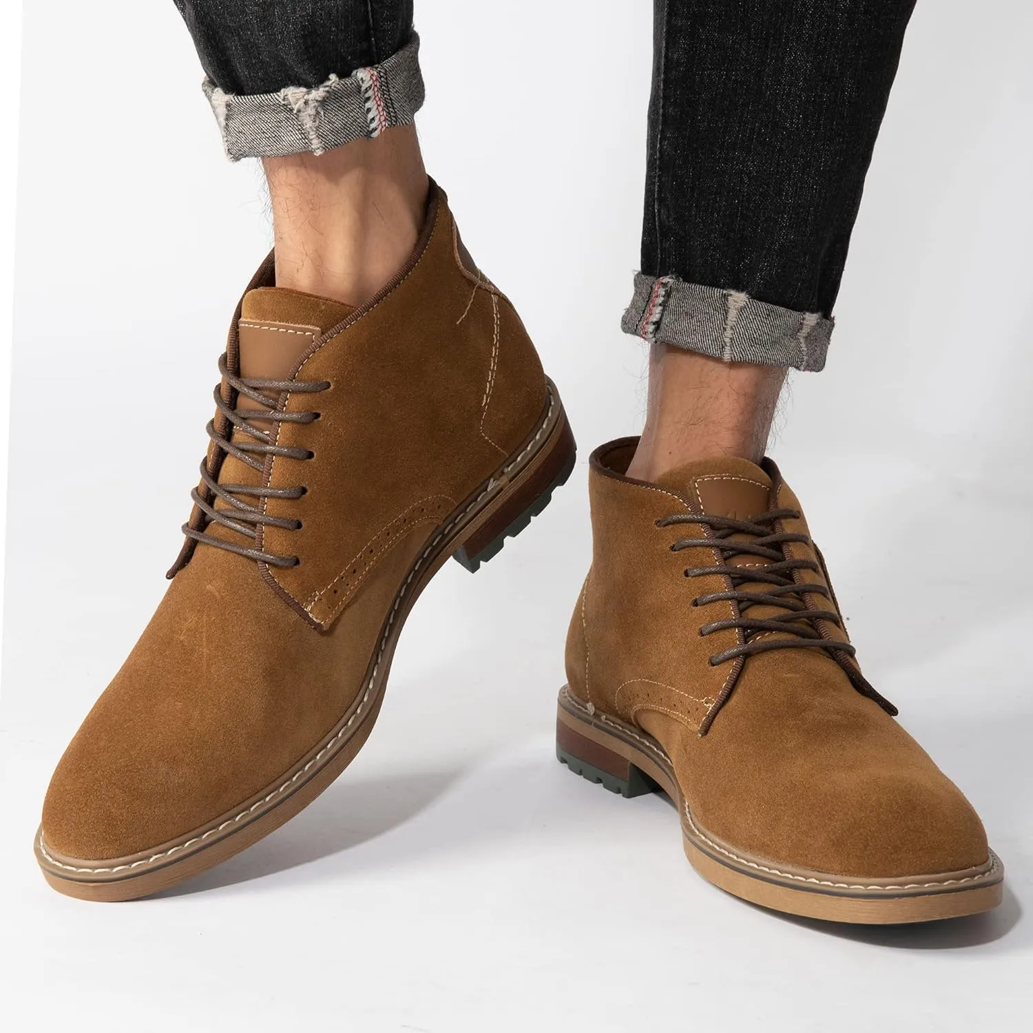 Arkbird Mens Chukka Boots Suede Leather Classic Fashion Casual Ankle Lace-up Dress Boots for Men