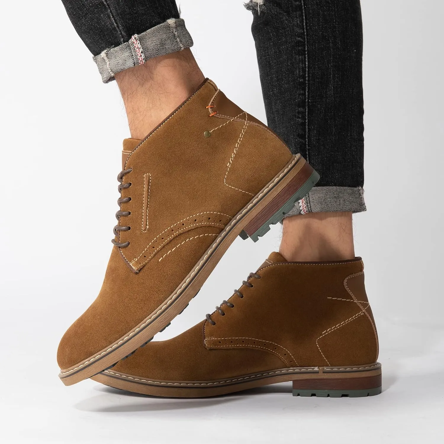 Arkbird Mens Chukka Boots Suede Leather Classic Fashion Casual Ankle Lace-up Dress Boots for Men