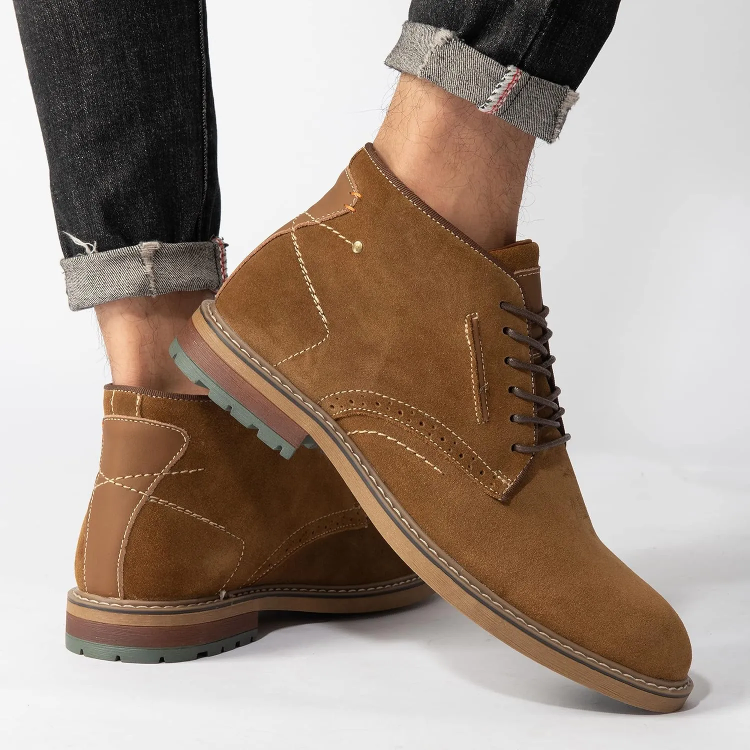 Arkbird Mens Chukka Boots Suede Leather Classic Fashion Casual Ankle Lace-up Dress Boots for Men