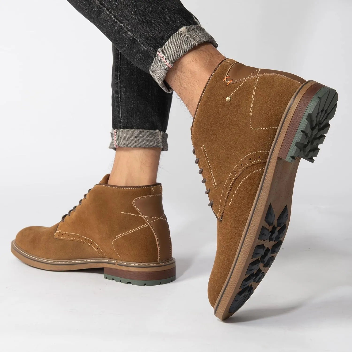 Arkbird Mens Chukka Boots Suede Leather Classic Fashion Casual Ankle Lace-up Dress Boots for Men