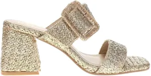 BEACH by Matisse Womens Lucy Metallic Block Casual Sandals Casual High Heel 3" & Up - Gold