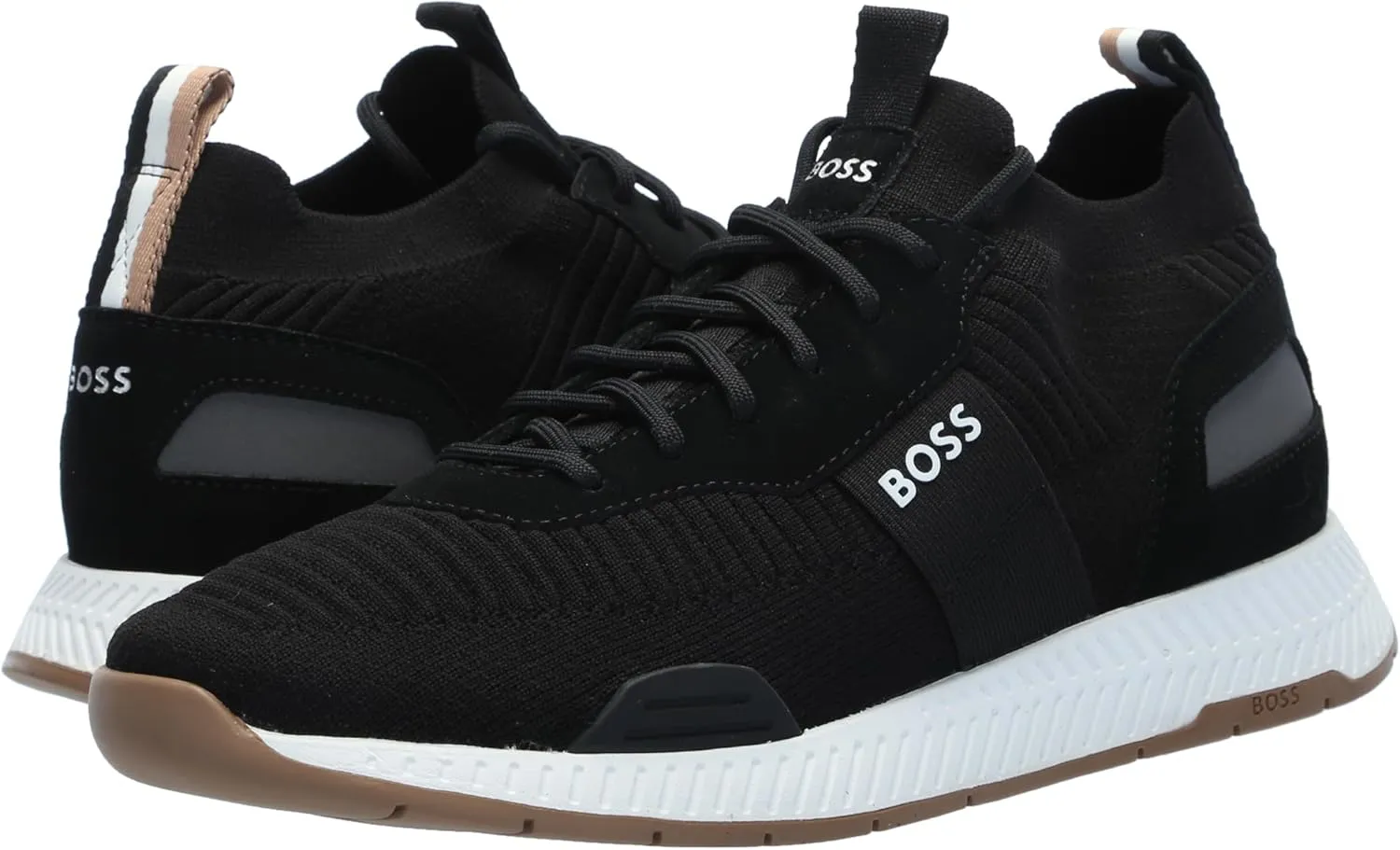 BOSS Men's Structured Knit Sock Running Sneaker