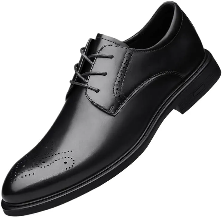 Classic Brogue Wingtip Retro Dress Shoes Business Breathable Leather for Men Everyday Casual Lace-up Oxford