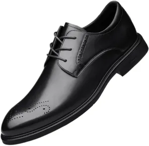 Classic Brogue Wingtip Retro Dress Shoes Business Breathable Leather for Men Everyday Casual Lace-up Oxford
