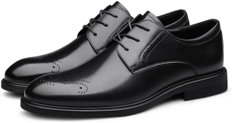 Classic Brogue Wingtip Retro Dress Shoes Business Breathable Leather for Men Everyday Casual Lace-up Oxford