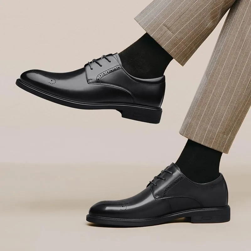 Classic Brogue Wingtip Retro Dress Shoes Business Breathable Leather for Men Everyday Casual Lace-up Oxford
