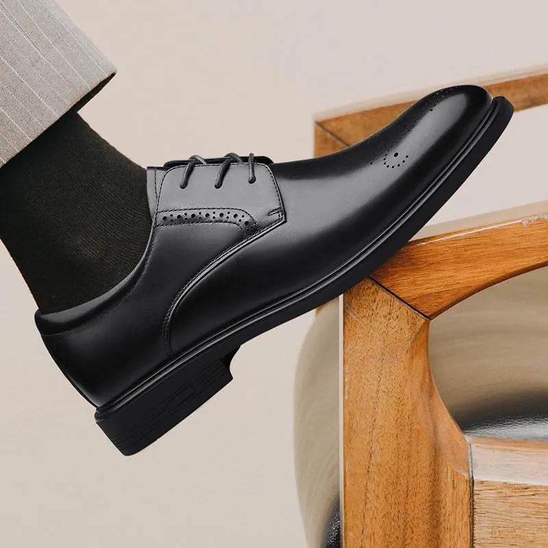 Classic Brogue Wingtip Retro Dress Shoes Business Breathable Leather for Men Everyday Casual Lace-up Oxford