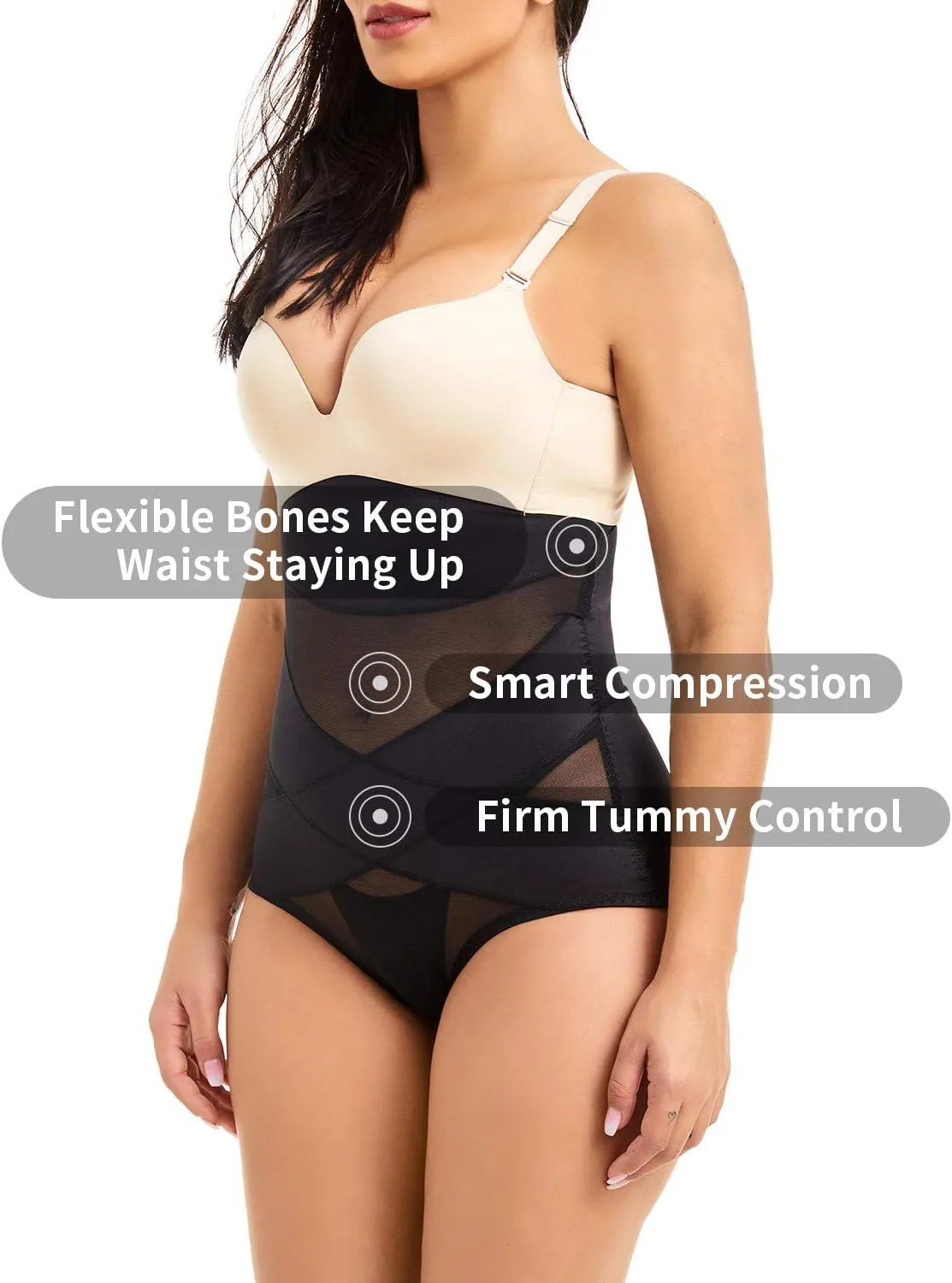 COHTB Women's Tummy Control Shapewear Panties Hi-Waist Body Shaper Underwear Butt Lifter Slimming Briefs