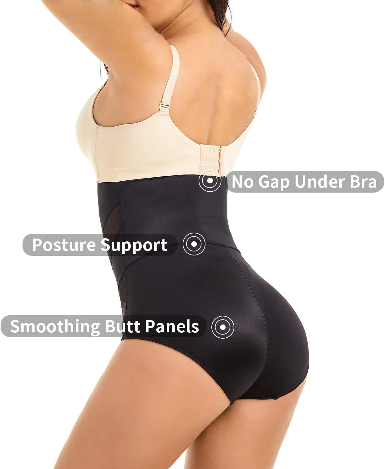 COHTB Women's Tummy Control Shapewear Panties Hi-Waist Body Shaper Underwear Butt Lifter Slimming Briefs