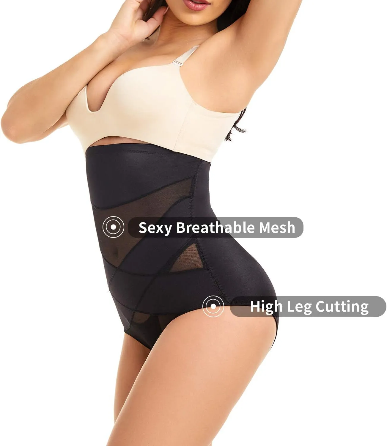 COHTB Women's Tummy Control Shapewear Panties Hi-Waist Body Shaper Underwear Butt Lifter Slimming Briefs