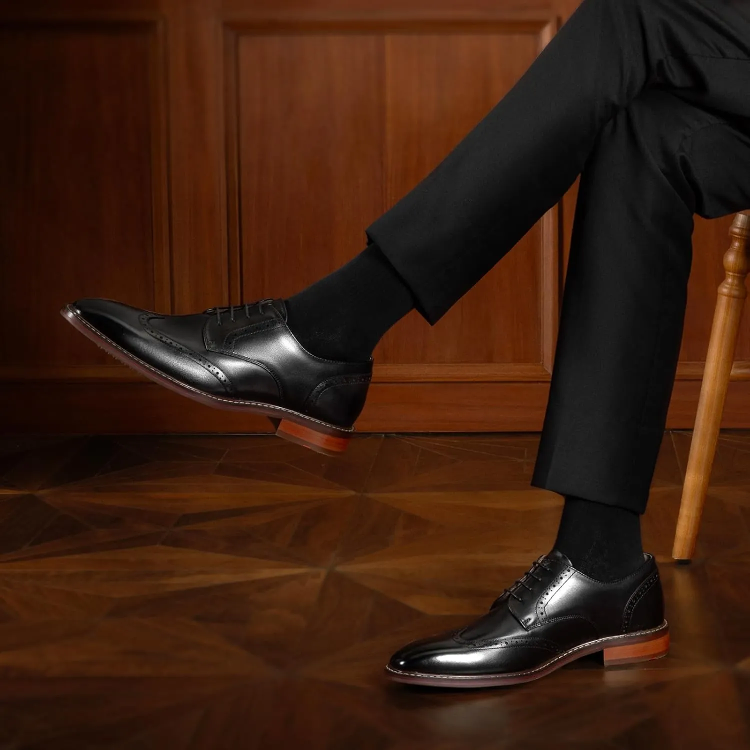 DESAI Men's Classic Oxford Dress Shoes Formal Business Lace-up Full Grain Leather Shoes for Men