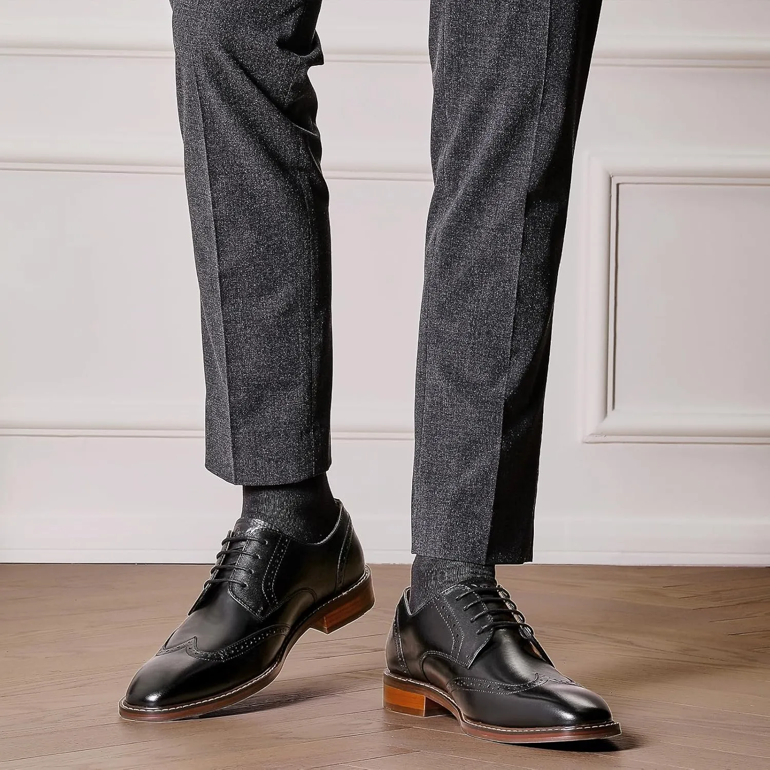 DESAI Men's Classic Oxford Dress Shoes Formal Business Lace-up Full Grain Leather Shoes for Men