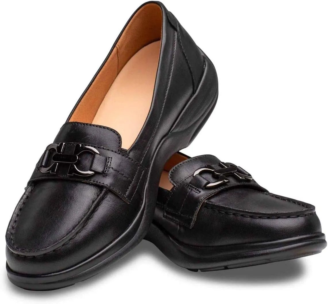 Dr. Comfort Mallory Diabetic Dress Shoes-Easy Off Leather Slip On Diabetic Shoes for Women with Micro-Suede Lining