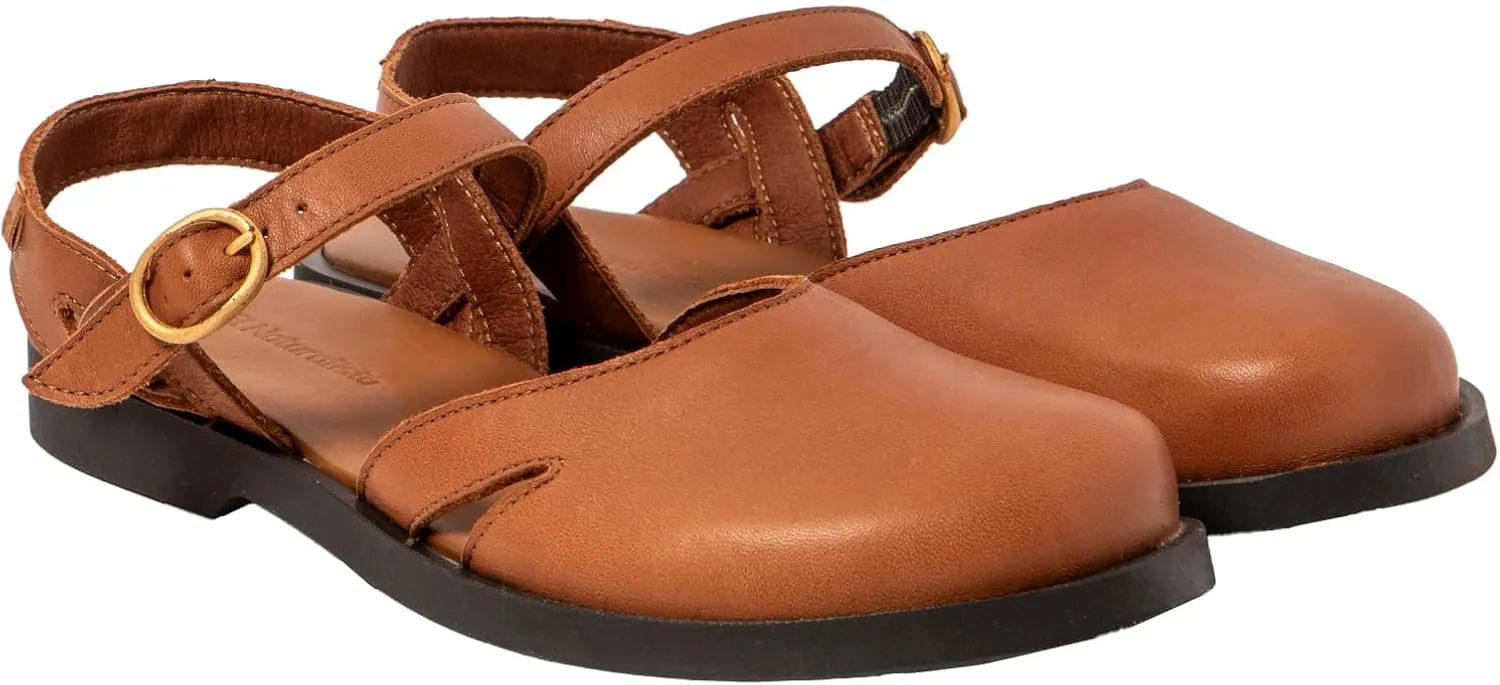 El Naturalista Women Open-Back Flat Sandal, Cuero, 36 EU Weit