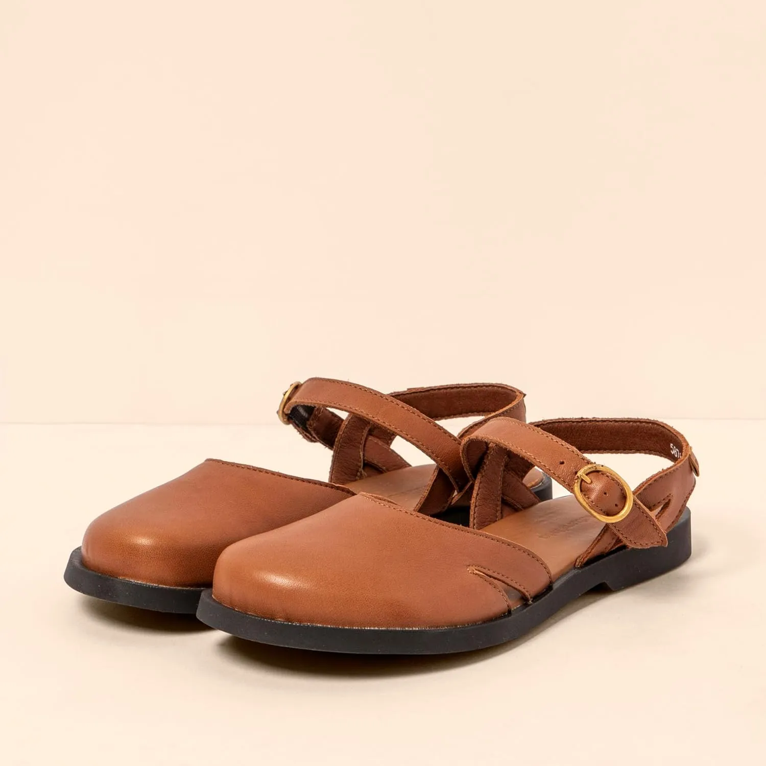 El Naturalista Women Open-Back Flat Sandal, Cuero, 36 EU Weit