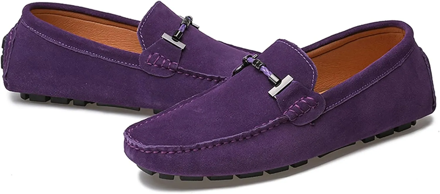 Flat Loafer for Men Suede Leather Slip-on Dress Driving Moccasins Casual Boat Shoes