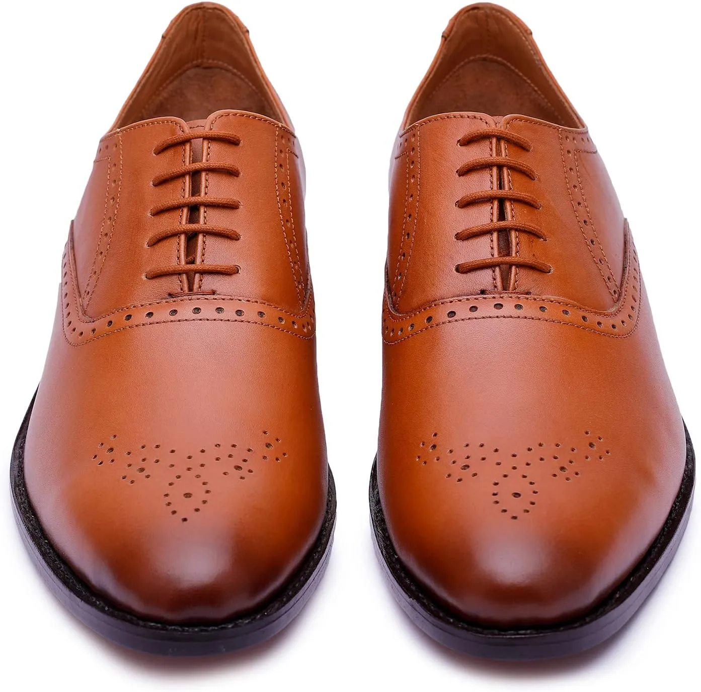 Handmade Brogue Oxford Goodyear Welted Genuine Leather Lace up Dress Shoes