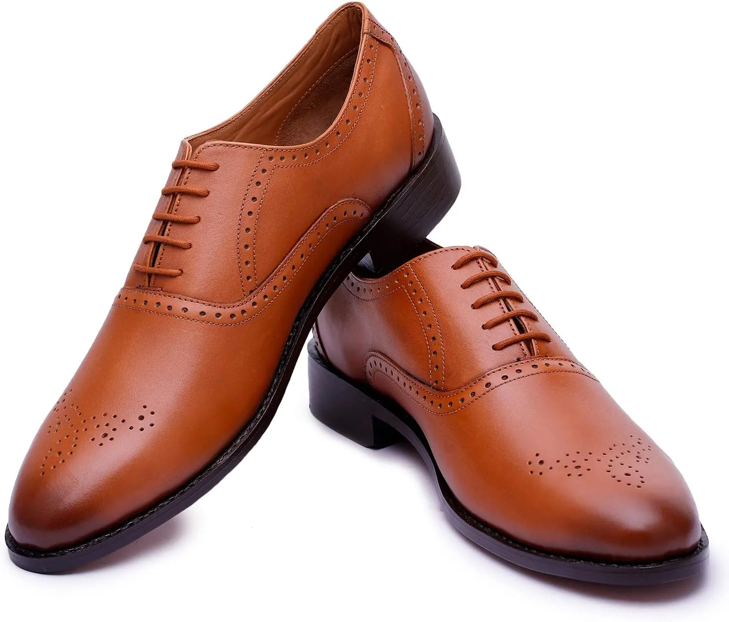 Handmade Brogue Oxford Goodyear Welted Genuine Leather Lace up Dress Shoes