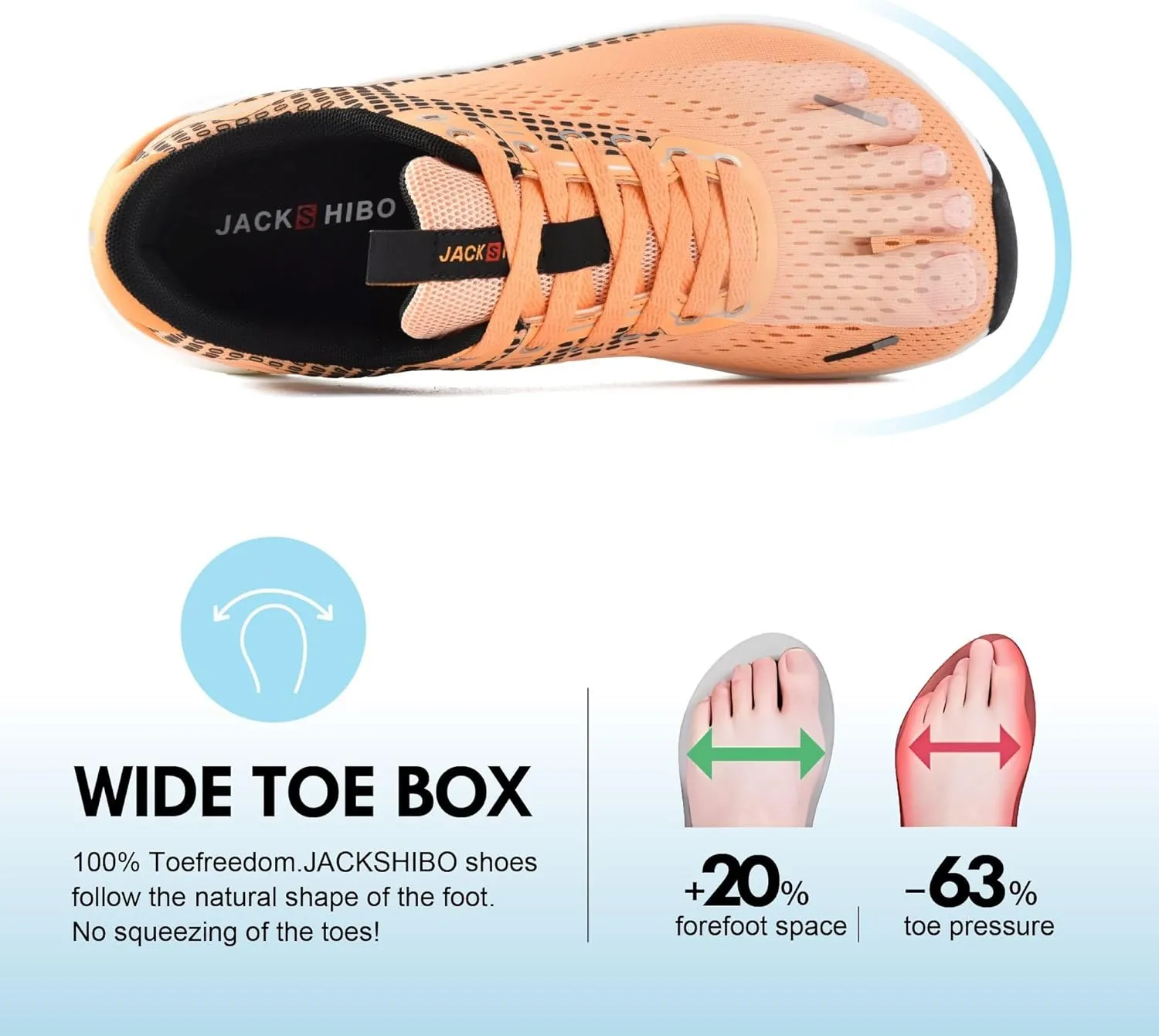 JACKSHIBO Wide Toe Box Shoes for Men Arch Support Shoes Wide Width Sneakers for Running Walking Athletic Tennis Orthopedic Plantar Fasciitis Workout Flux Footwear with Thick Cushioned Zero Drop Sole