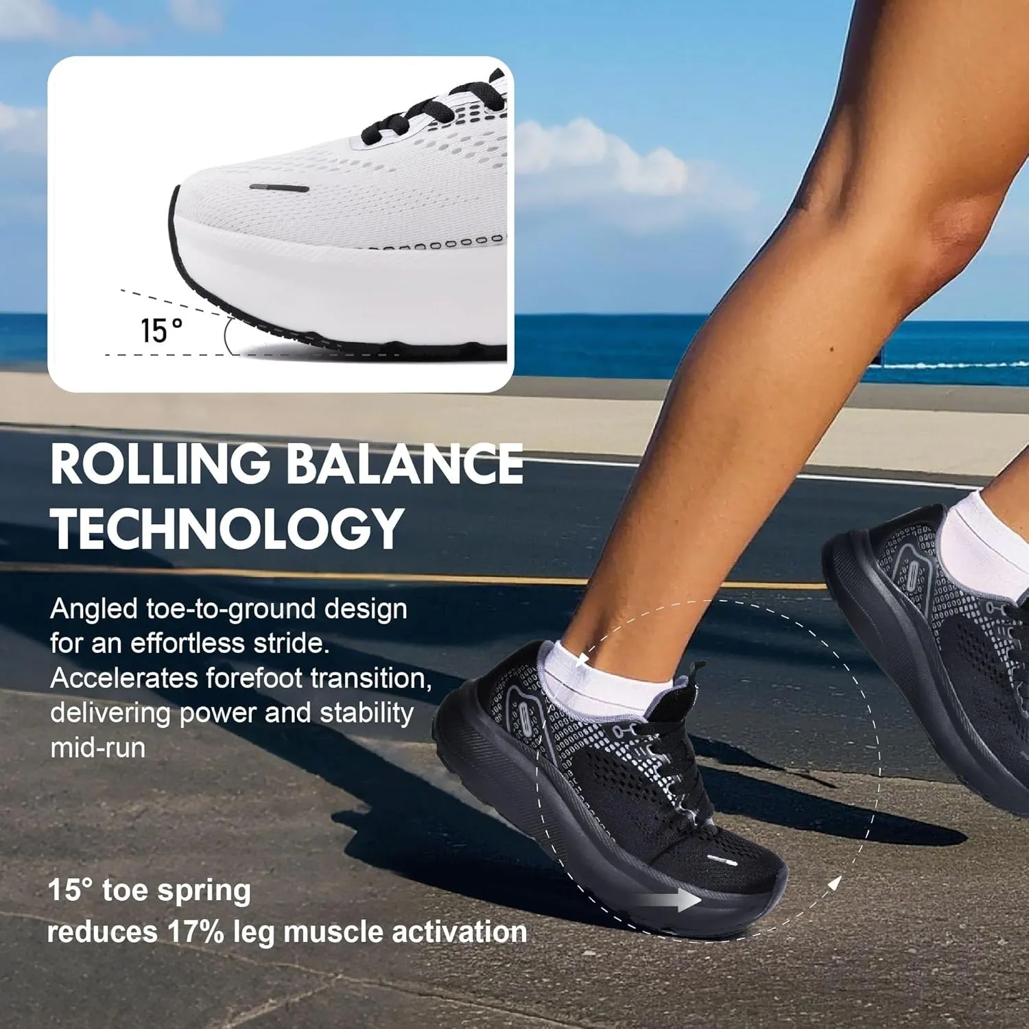 JACKSHIBO Wide Toe Box Shoes Women Arch Support Wide Sneakers for Running Walking Athletic Tennis Orthopedic Plantar Fasciitis Workout with Thick Cushion Zero Drop Sole Width Shoes
