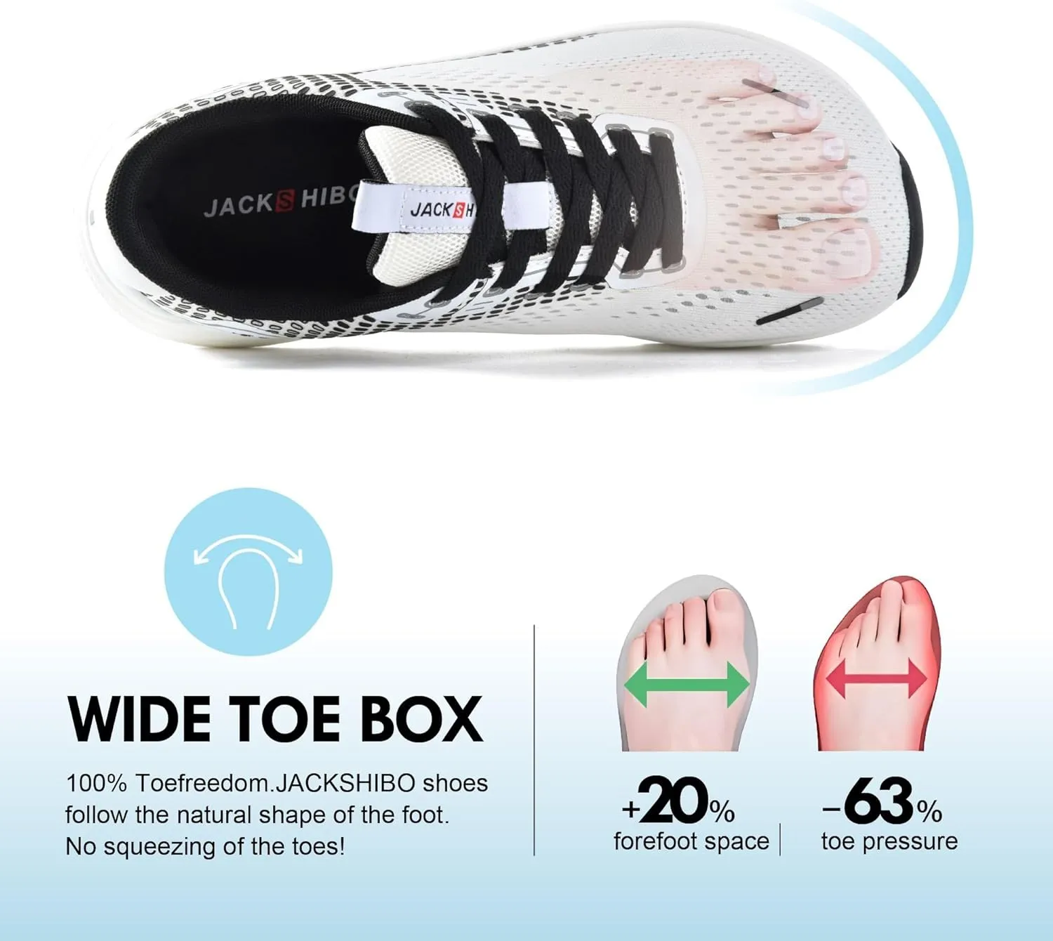 JACKSHIBO Wide Toe Box Shoes Women Arch Support Wide Sneakers for Running Walking Athletic Tennis Orthopedic Plantar Fasciitis Workout with Thick Cushion Zero Drop Sole Width Shoes