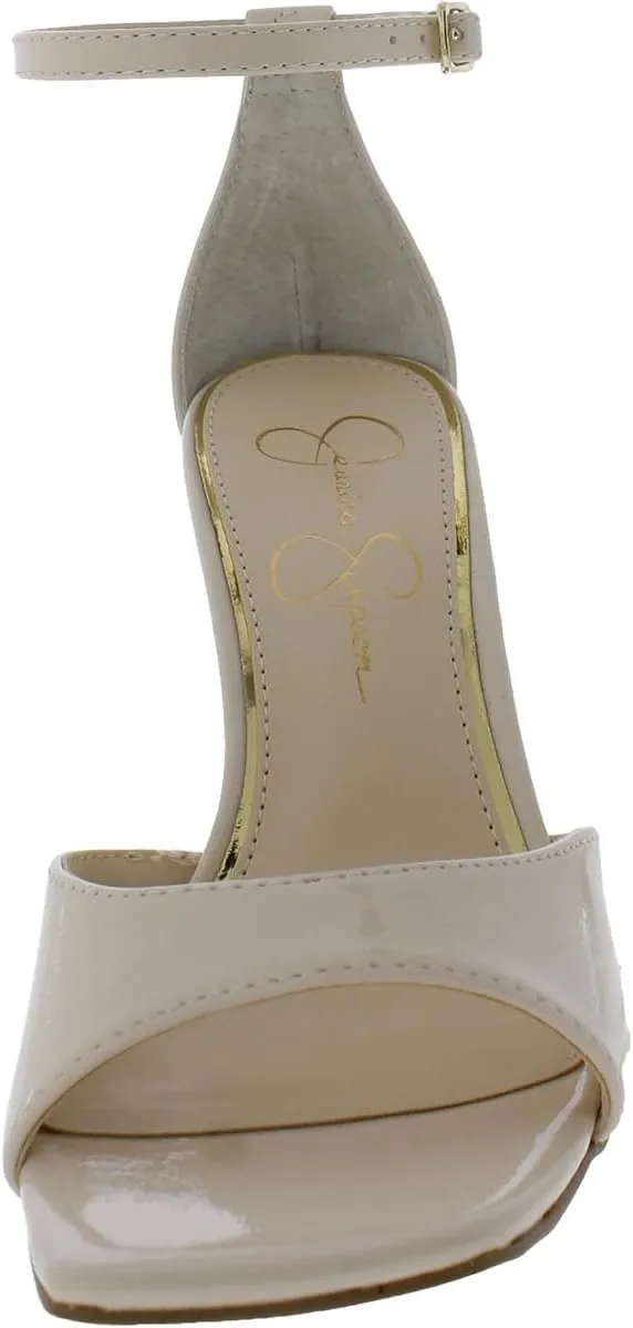Jessica Simpson Womens LEEHI Faux Leather Open Toe Wedge Heels