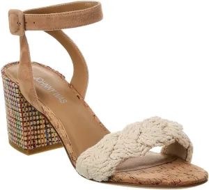 Johnny Was Braid Block Suede Sandal, 9.5, White
