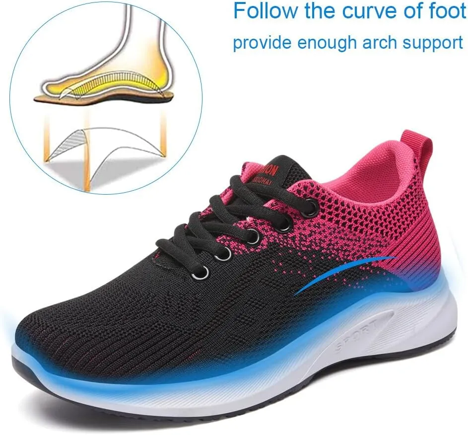 KUNWFNIX Womens Walking Tennis Shoes Slip On Memory Foam Lightweight Casual Sneakers Breathable Tennis Shoes for Gym Travel Work