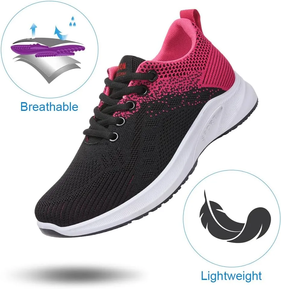 KUNWFNIX Womens Walking Tennis Shoes Slip On Memory Foam Lightweight Casual Sneakers Breathable Tennis Shoes for Gym Travel Work