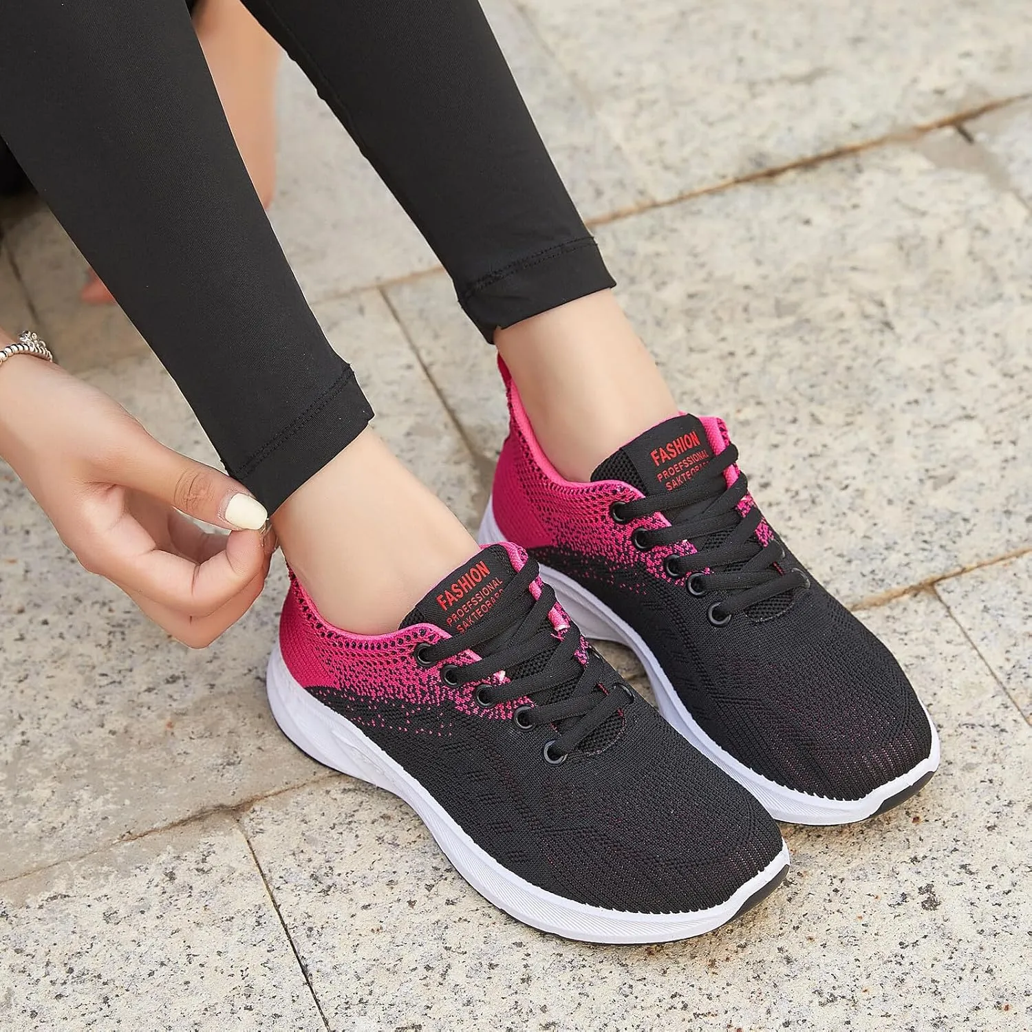 KUNWFNIX Womens Walking Tennis Shoes Slip On Memory Foam Lightweight Casual Sneakers Breathable Tennis Shoes for Gym Travel Work