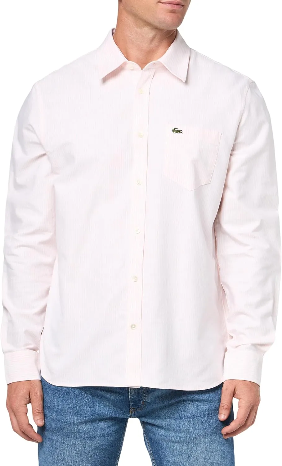 Lacoste Men's Striped Oxford Cotton Shirt with Pocket