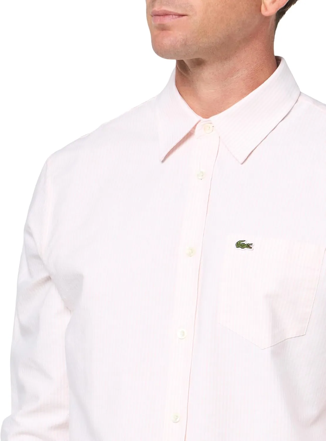 Lacoste Men's Striped Oxford Cotton Shirt with Pocket