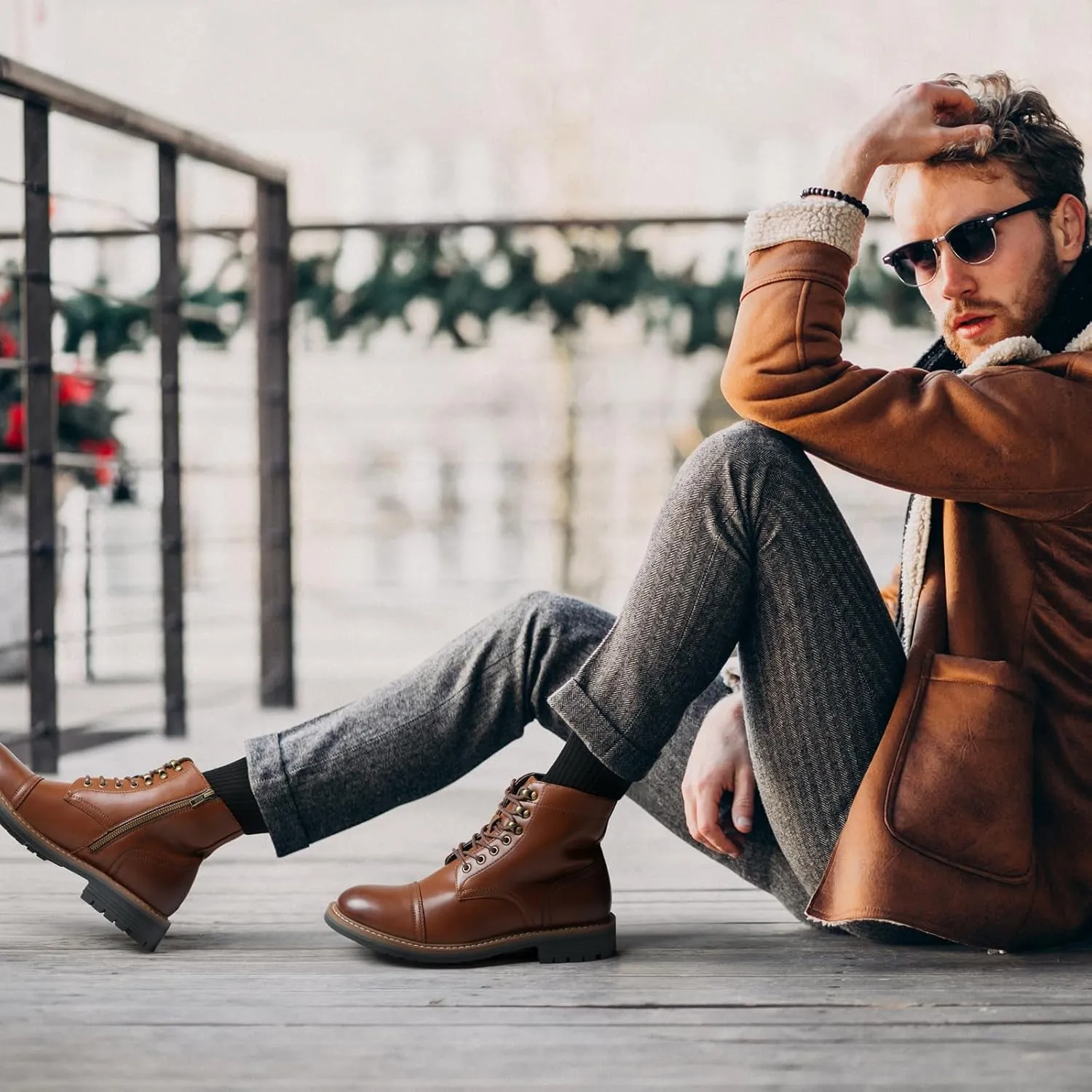 Leather Oxford Dress Boots For Men
