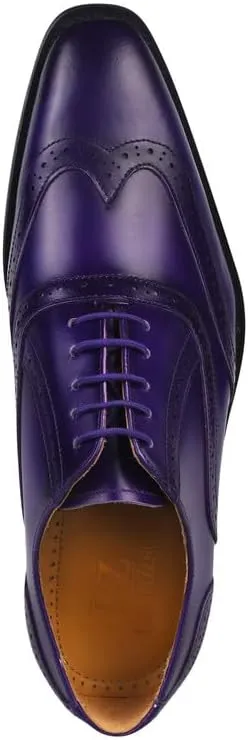 LIBERTYZENO Mens Plain & Animal Print Purple Genuine Leather Adults Slip On & Lace Up Oxford Dress Shoes/Prom Shoes for Prom Graduation