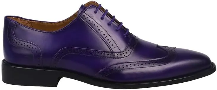 LIBERTYZENO Mens Plain & Animal Print Purple Genuine Leather Adults Slip On & Lace Up Oxford Dress Shoes/Prom Shoes for Prom Graduation