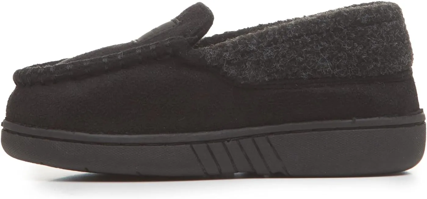 Lucky Brand Boys' Micro Suede Fuzzy Lined Moccasin Slippers