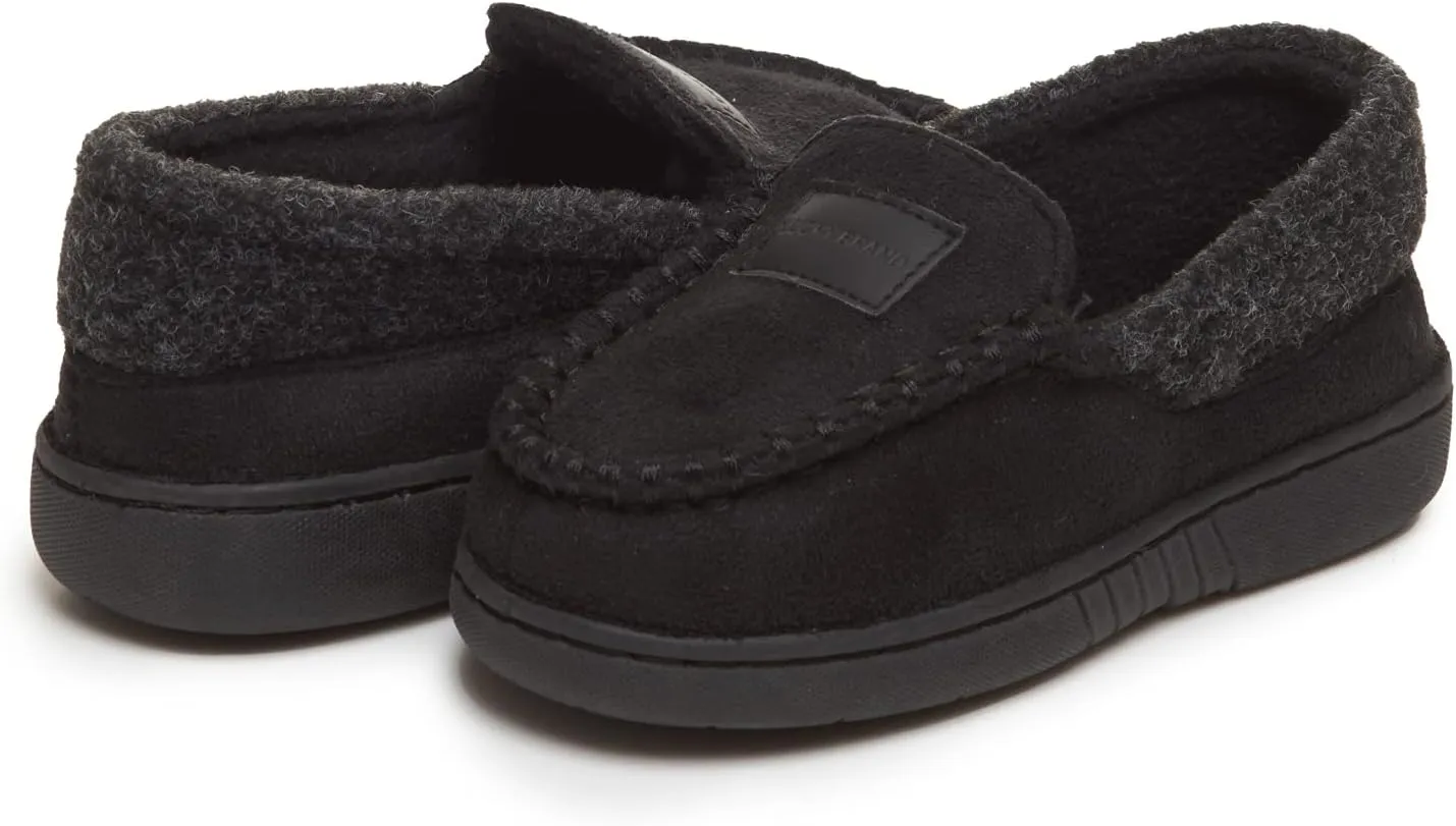 Lucky Brand Boys' Micro Suede Fuzzy Lined Moccasin Slippers