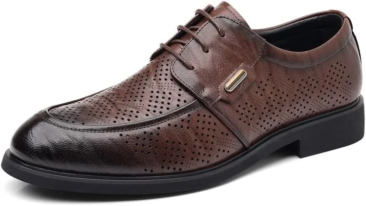 Men's Breathable Comfortable Oxford Shoes Mens Pointed Toe Casual Dress Shoes Non-Slip Softsole Lace Up Walking Shoes for Men