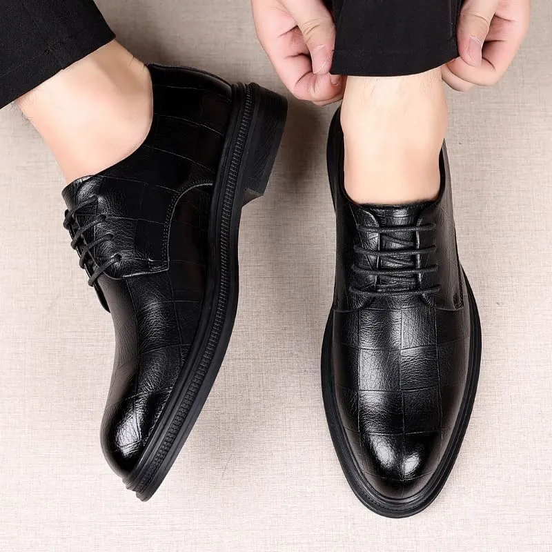 Men's Brogue Oxfords Shoes Classic Wingtip Dress Shoes Genuine Leather Lace-Up Formal Casual Shoes for Office Wedding