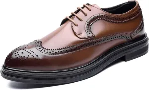 Men's Business Oxford Casual Chic British Style Low-top Classic Carving Lace Brogue Shoes Non-Slip (Color : Brown, Size : 6.5 M US)