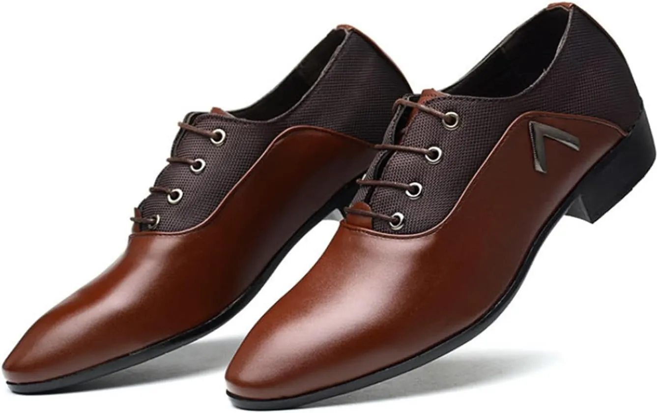 Mens Dress Shoes Fashion Lace-Up Pointed-Toe Formal Suit Shoes Classic Modern Business Wedding Oxford Shoes for Men