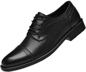 Men's Genuine Leather Dress Shoes - Wingtip Brogue Lace-Up Formal Business Oxford Shoes - Comfortable Breathable