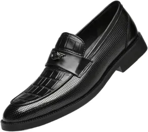 Mens Hollow Cut Oxford Dress Shoes Breathable Leather Formal Slip On Classic Pointed Toe Low Top Comfortable