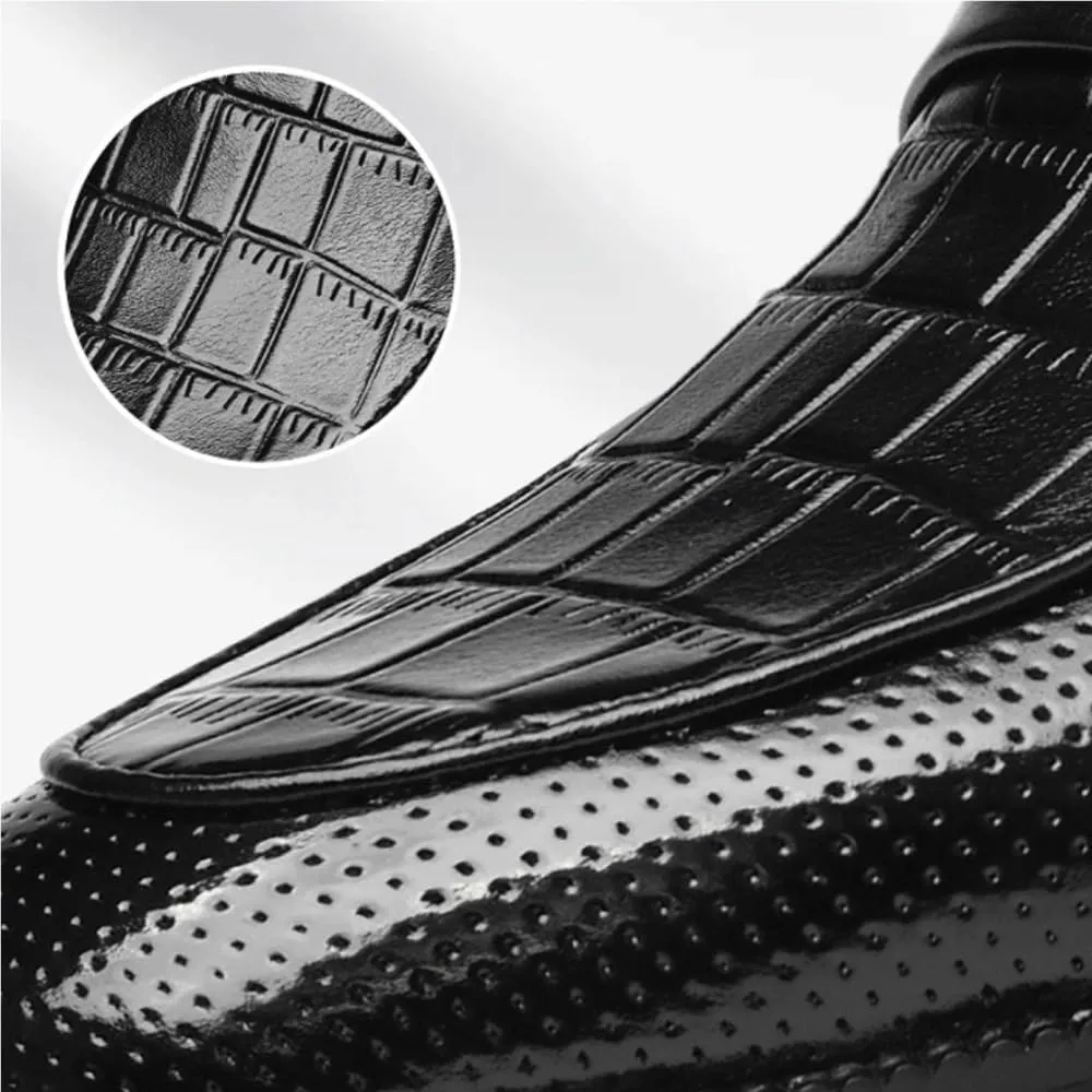 Mens Hollow Cut Oxford Dress Shoes Breathable Leather Formal Slip On Classic Pointed Toe Low Top Comfortable