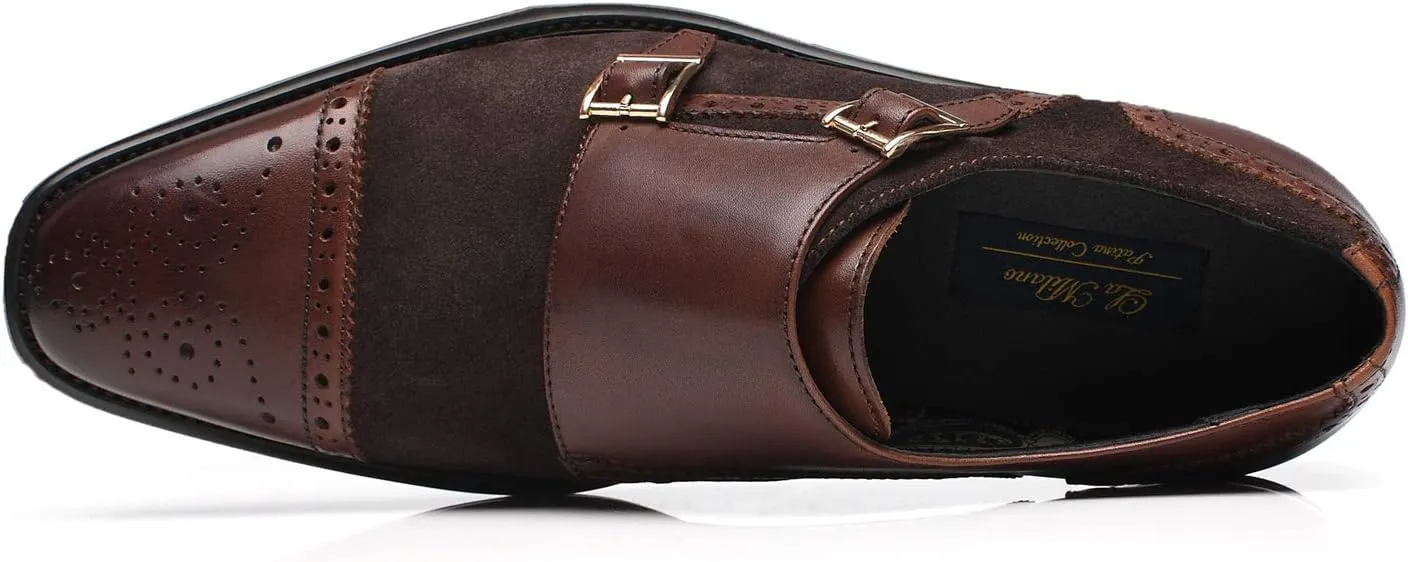 Mens Leather Double Monk Strap Loafer