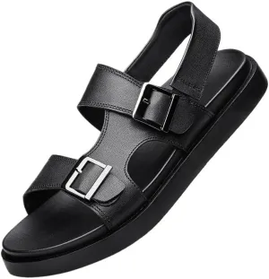 Men's Leather Sandals Slip On Pointed Toe Derbys Classic Formal Business Oxfords Shoes for Men