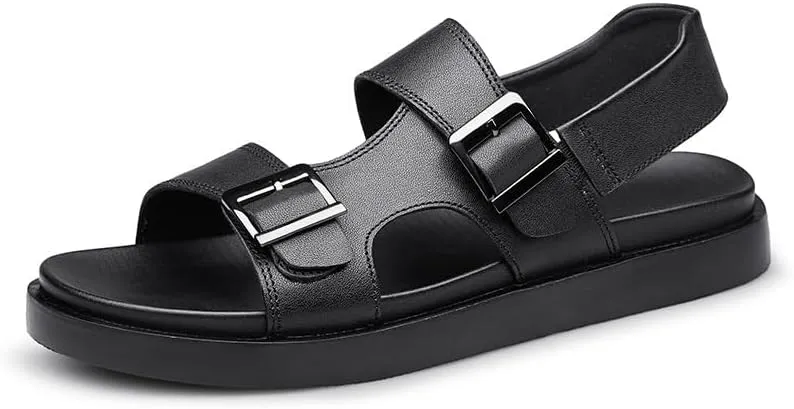 Men's Leather Sandals Slip On Pointed Toe Derbys Classic Formal Business Oxfords Shoes for Men