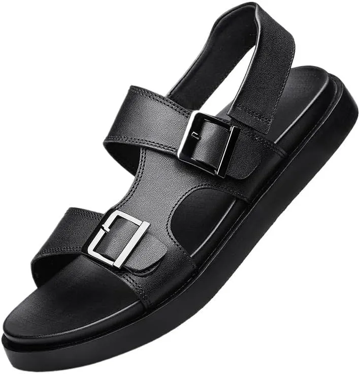 Men's Leather Sandals Slip On Pointed Toe Derbys Classic Formal Business Oxfords Shoes for Men